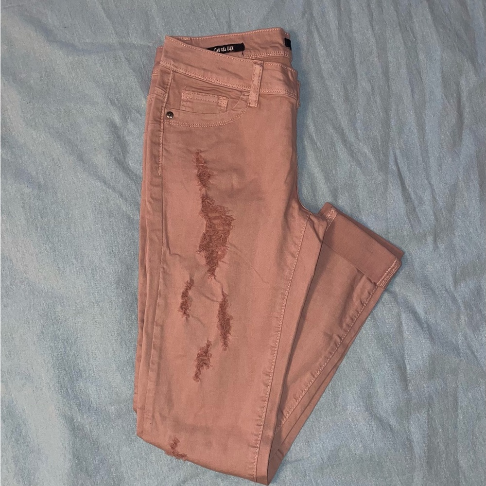 Rue21 Pink Skinny Jeans with Distressed Details
